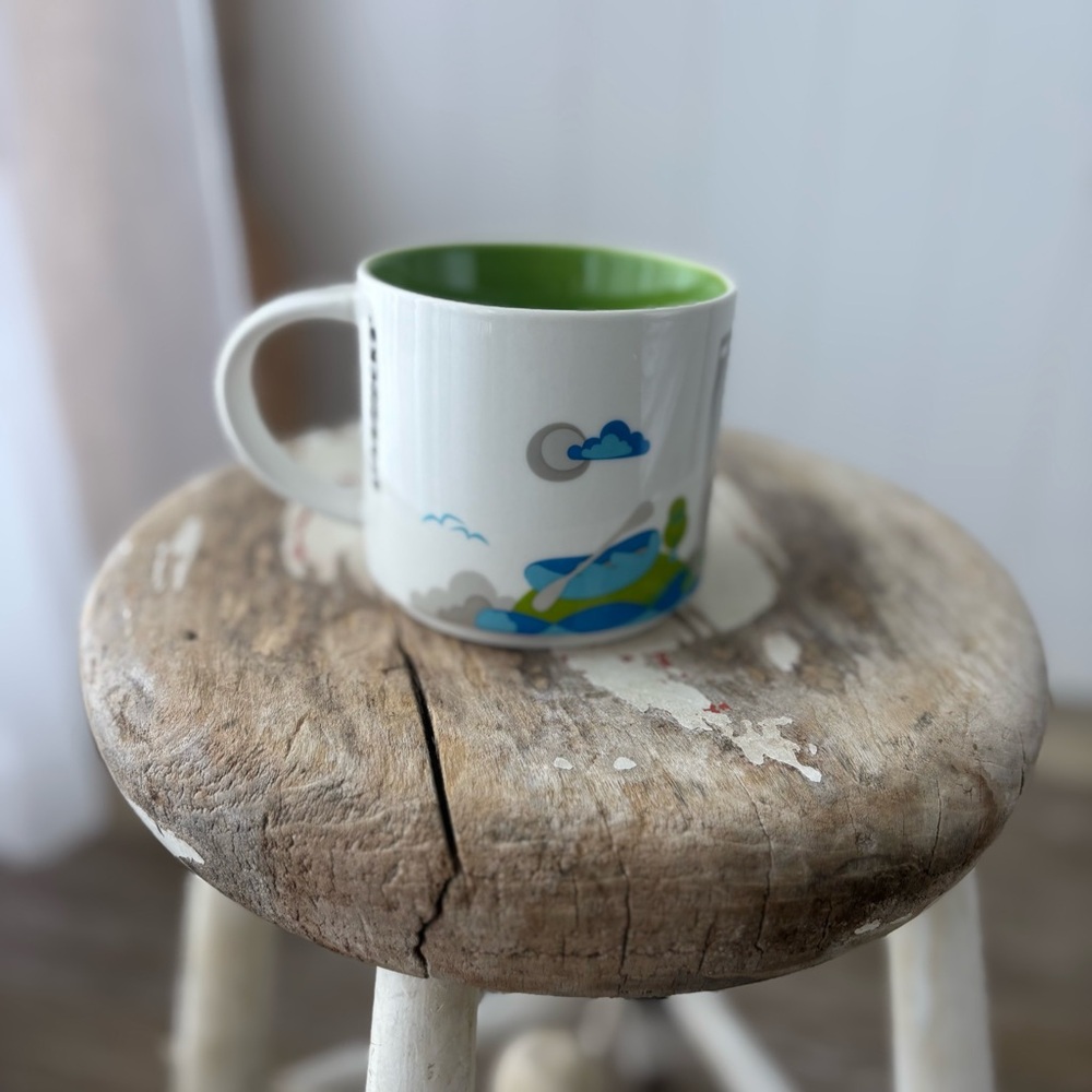 Starbucks You Are Here Charlotte Mug Green Interior White Blue Collectible - Picture 2 of 4